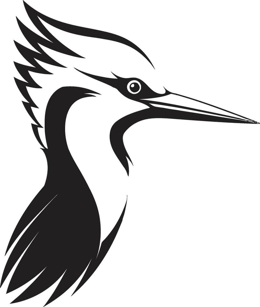 Pivert oiseau logo conception noir plat noir Pivert oiseau logo conception ancien vecteur