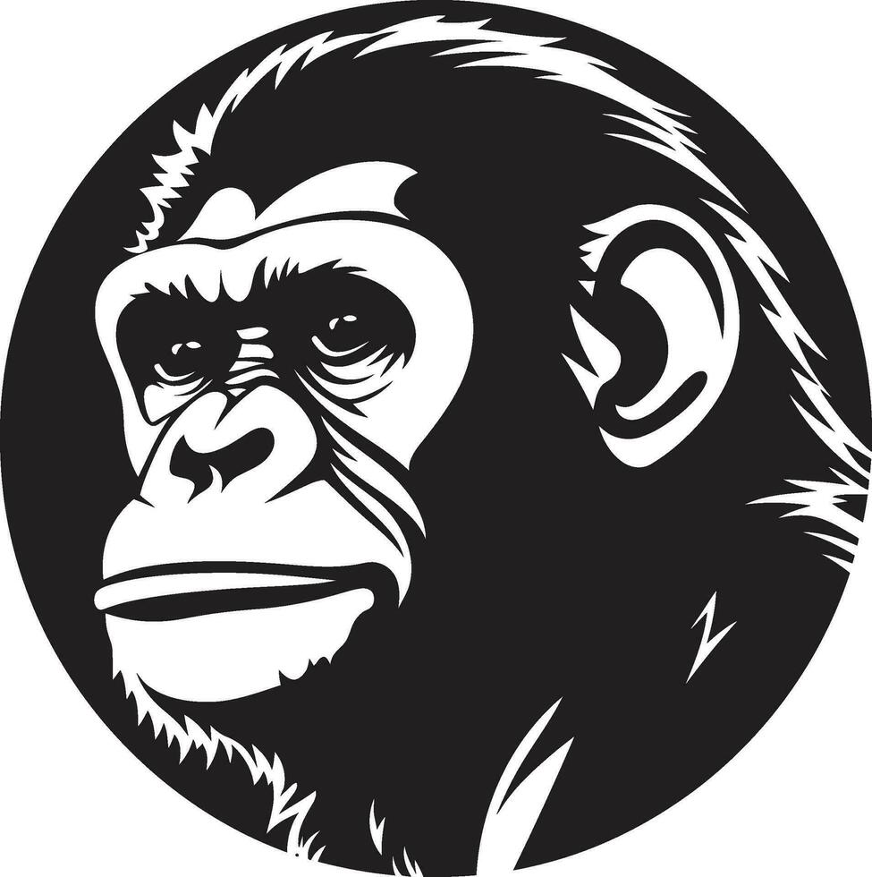 monochromatique la magie noir chimpanzé conception dans vecteur le art de simplicité gracieux chimpanzé symbole