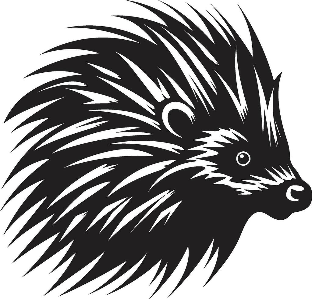 porc-épic penne emblématique icône monochrome porc-épic pointe vecteur