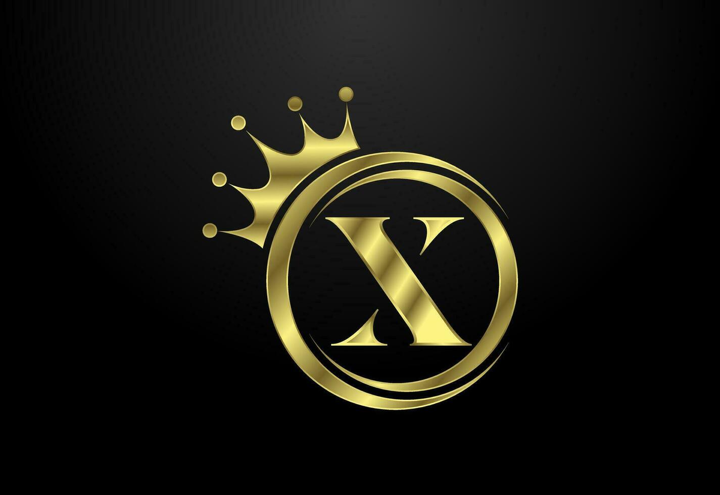 Anglais alphabet X avec une couronne. Royal, roi, reine luxe symbole. Police de caractère emblème. vecteur illustration