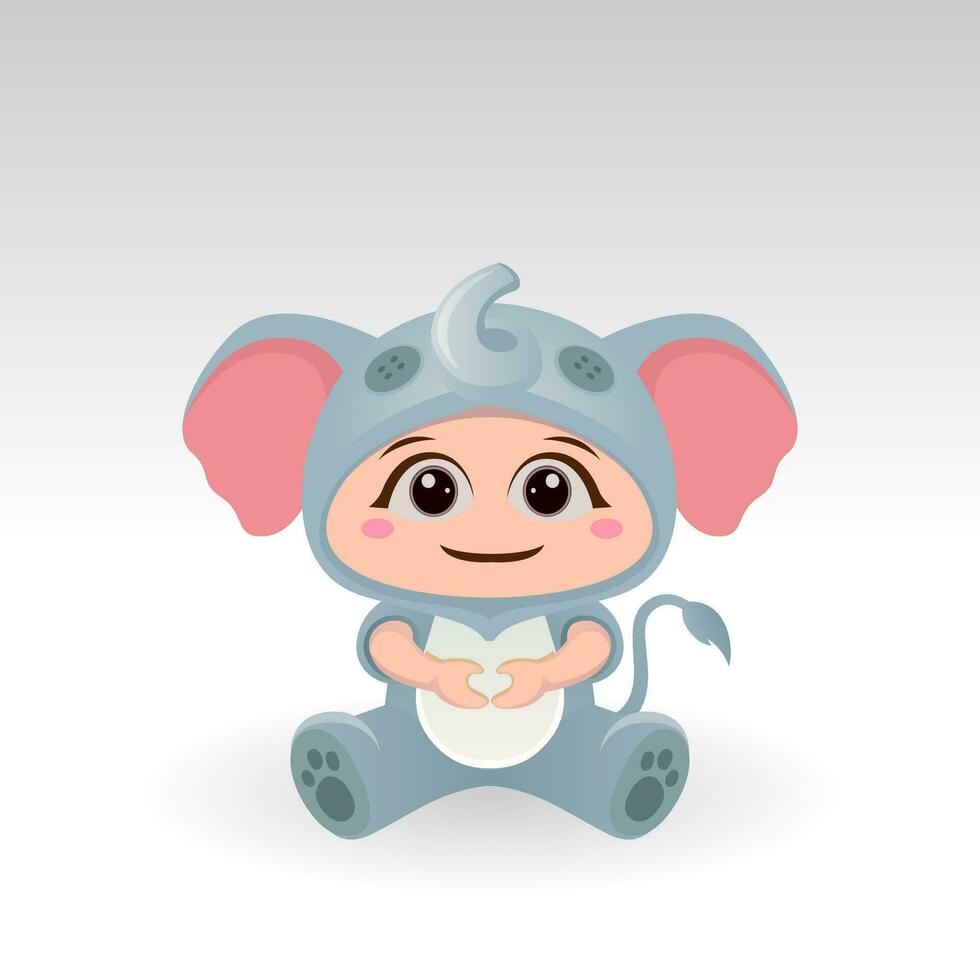 mignonne l'éléphant avec dessin animé icône vecteur illustration. mignonne ours mascotte costume concept isolé prime vecteur. plat dessin animé style