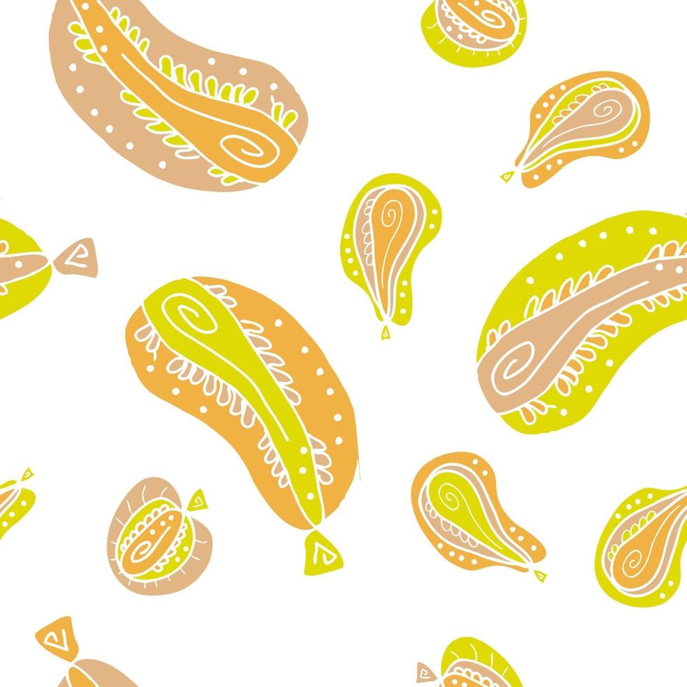 modèle sans couture d'automne avec des courgettes abstraites, des pommes et des poires vecteur