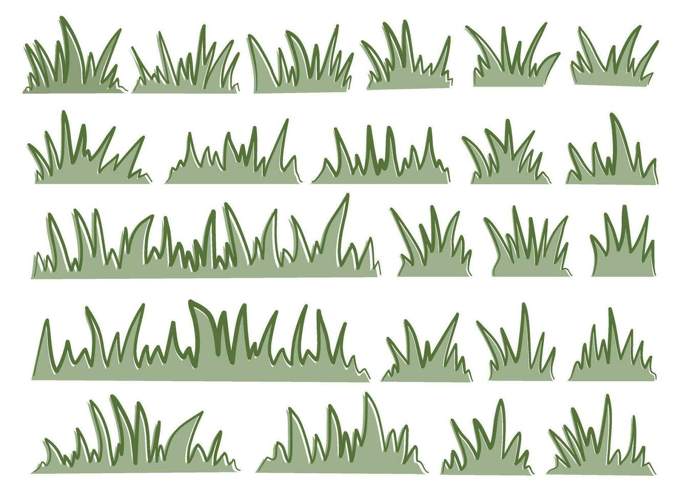 vert herbe. griffonnage herbe illustration. herbe linéaire. herbe contour illustration. ensemble de dessiné à la main herbe. vecteur