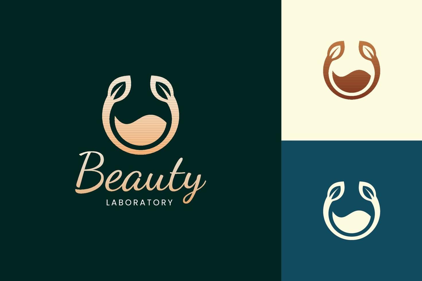 logo de spray de parfum de couleur or pour la marque de beauté et de cosmétiques vecteur