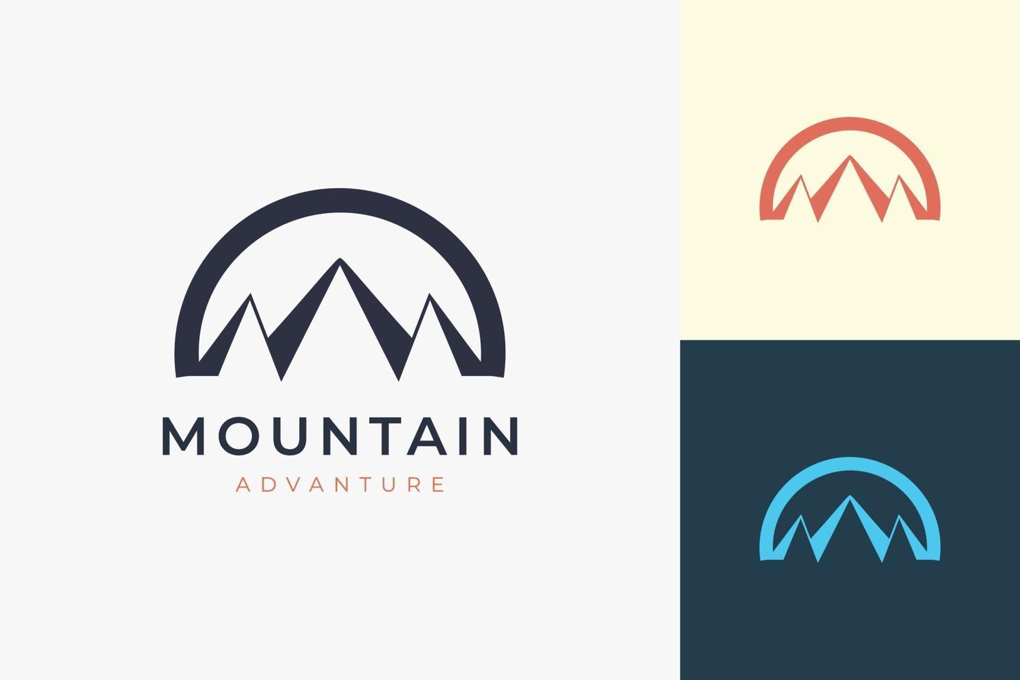 modèle de logo de randonnée ou d'escalade en forme de montagne simple et moderne vecteur