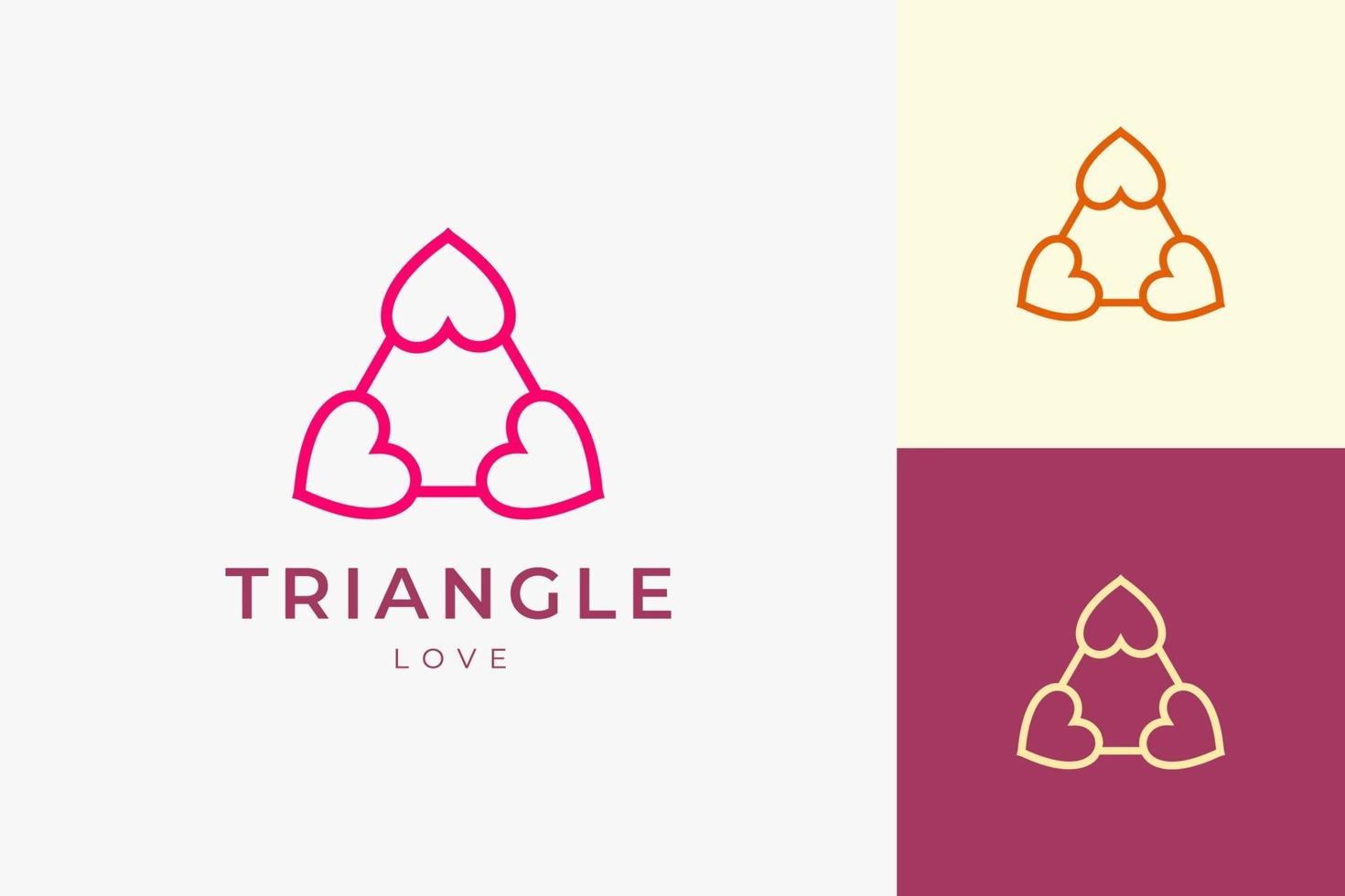 romance sur le logo de la relation avec une forme d'amour triangulaire propre et simple vecteur