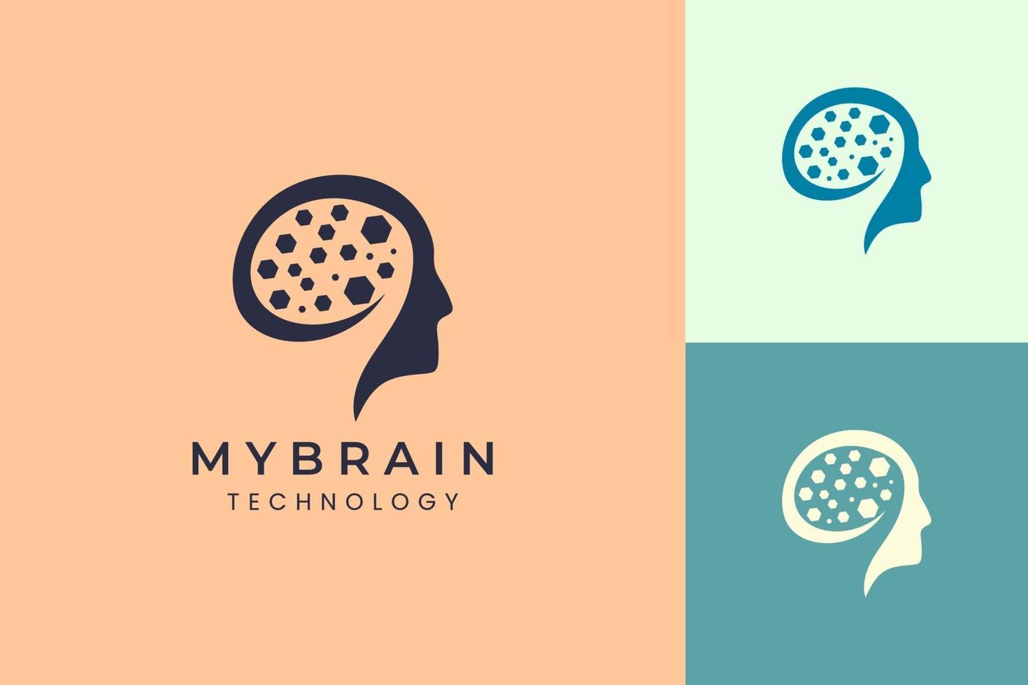 logo tête et cerveau pour la marque technologique vecteur