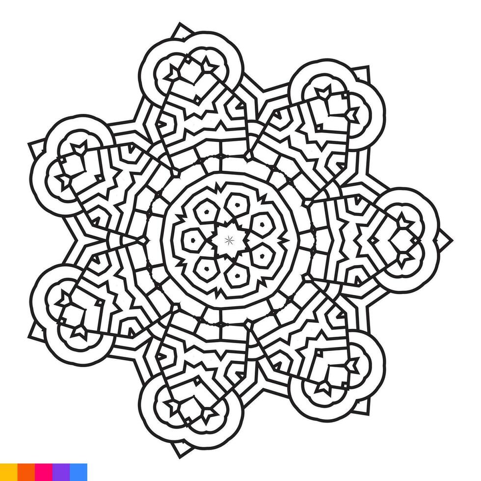 mandala art conception. nettoyer décoratif rond ornement. Oriental modèle, vecteur illustration coloration livre page. circulaire modèle dans forme de mandala pour henné, Mehndi, tatouage, décoration.