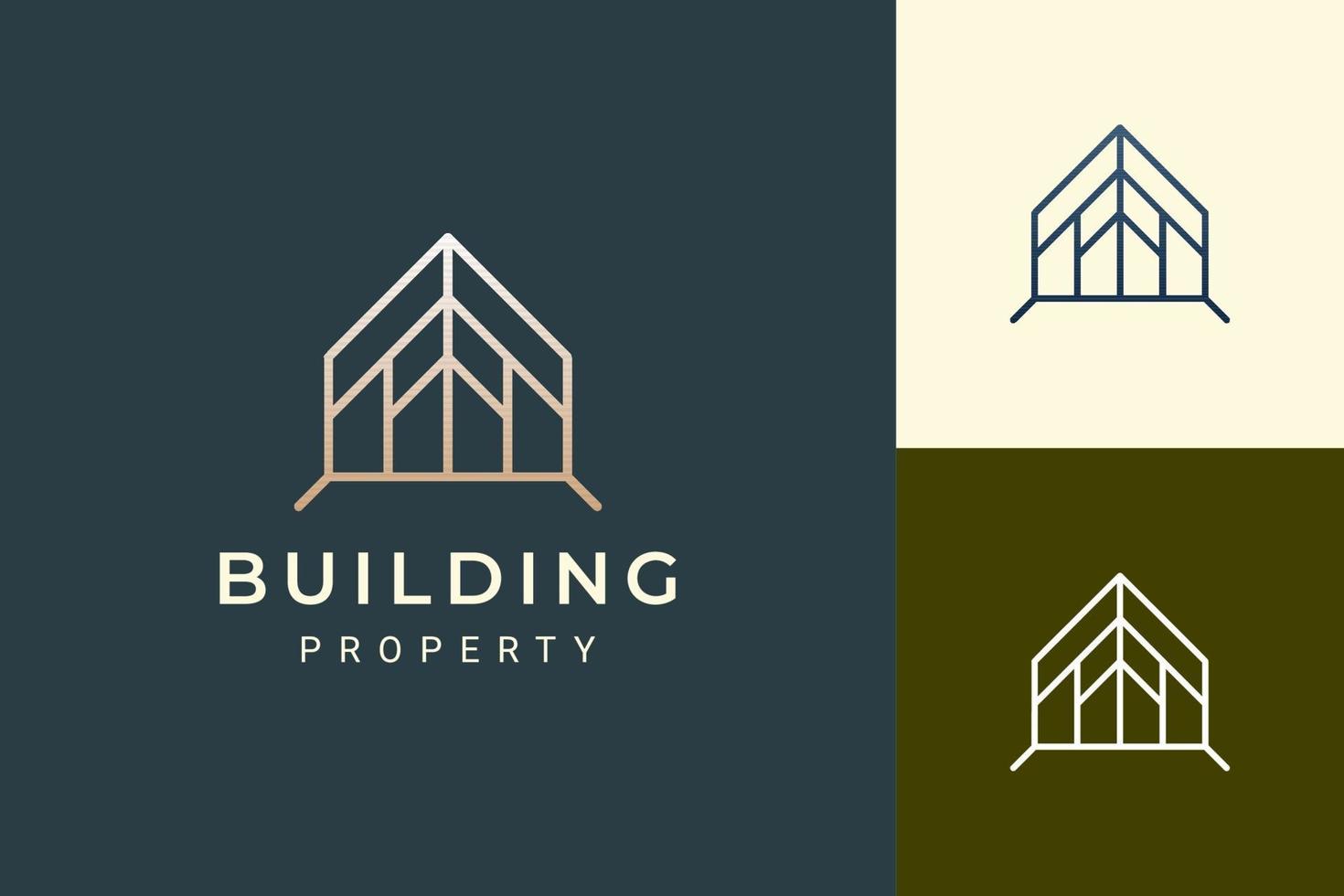 logo de maison ou de villégiature dans un style de luxe pour les entreprises immobilières vecteur
