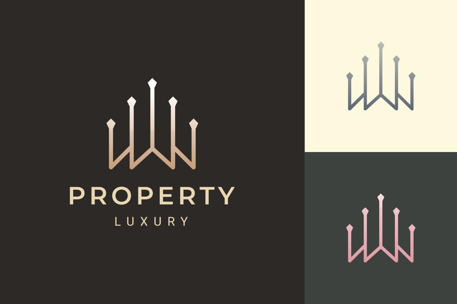 logo d'appartement ou de propriété dans le luxe et la forme futuriste vecteur