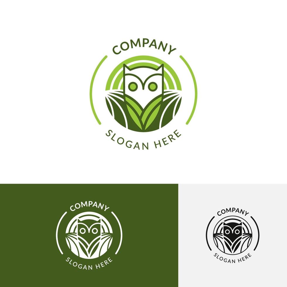 modèle de conception de logo de jardin de hibou vecteur