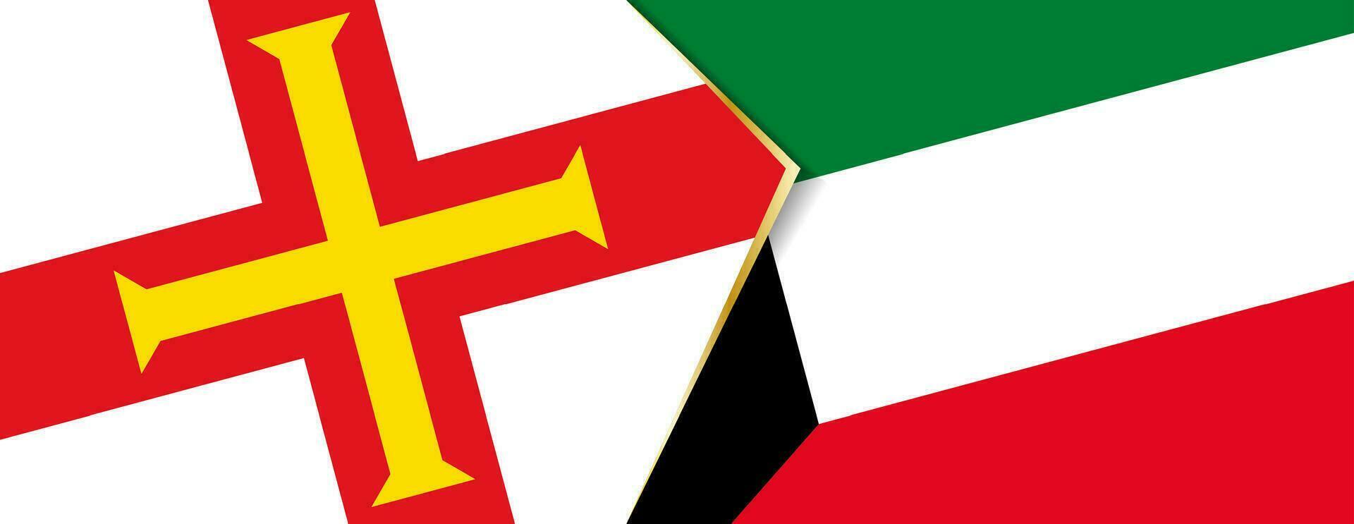 Guernesey et Koweit drapeaux, deux vecteur drapeaux.