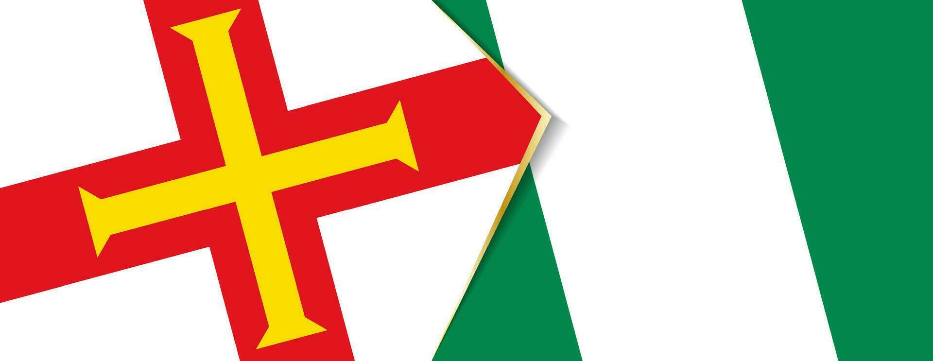 Guernesey et Nigeria drapeaux, deux vecteur drapeaux.