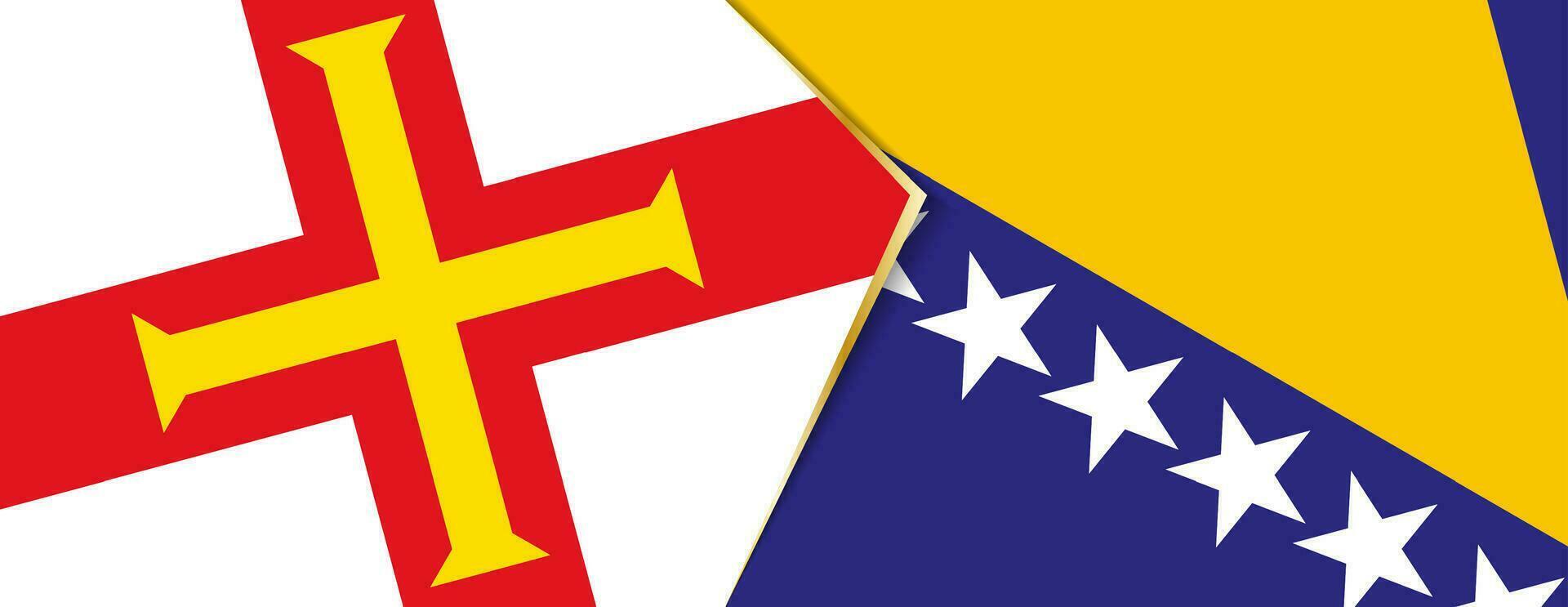 Guernesey et Bosnie et herzégovine drapeaux, deux vecteur drapeaux.