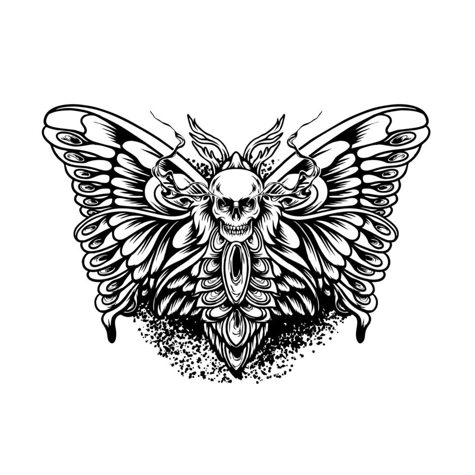 papillon avec tête de mort silhouette vecteur