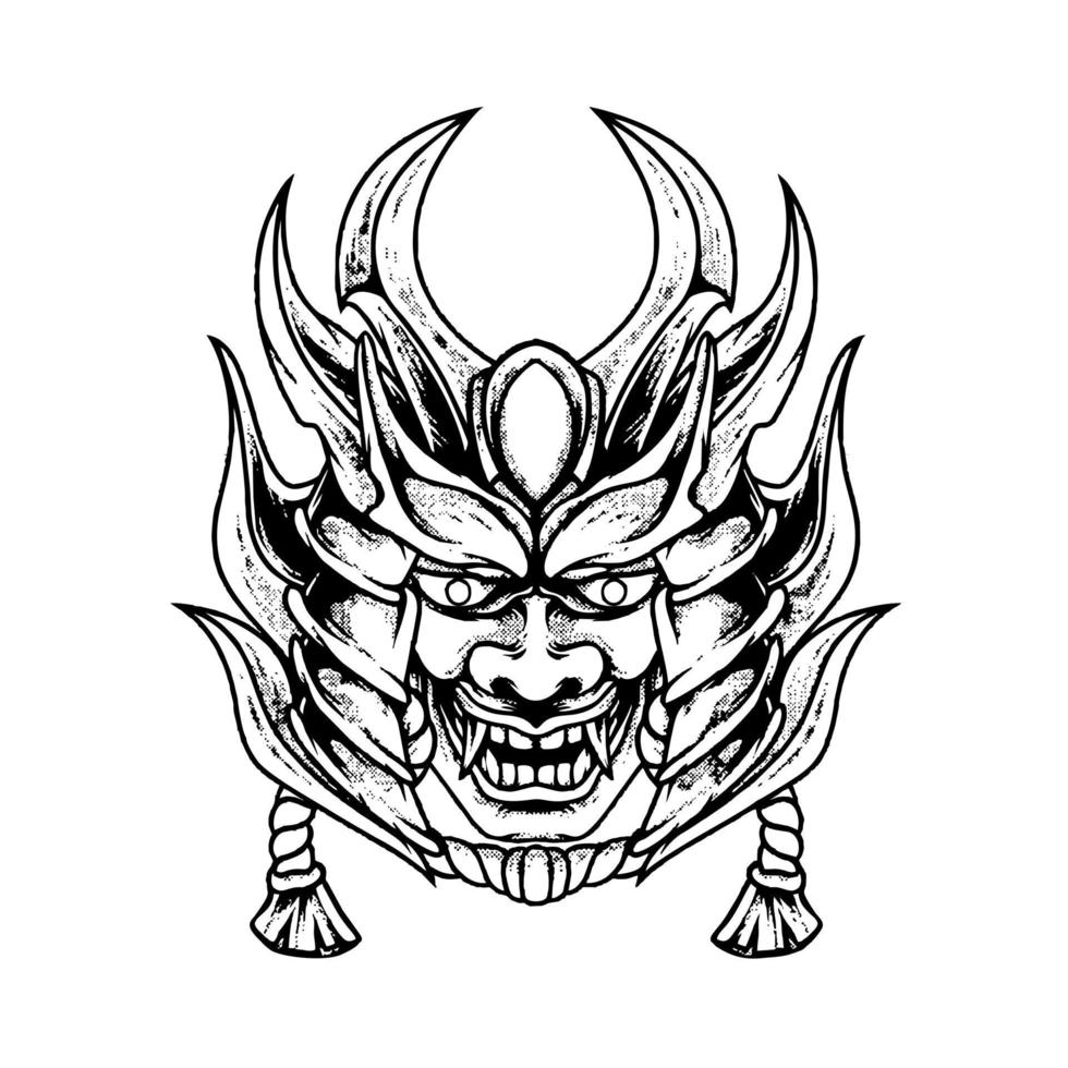 diable masque samouraï silhouette vecteur