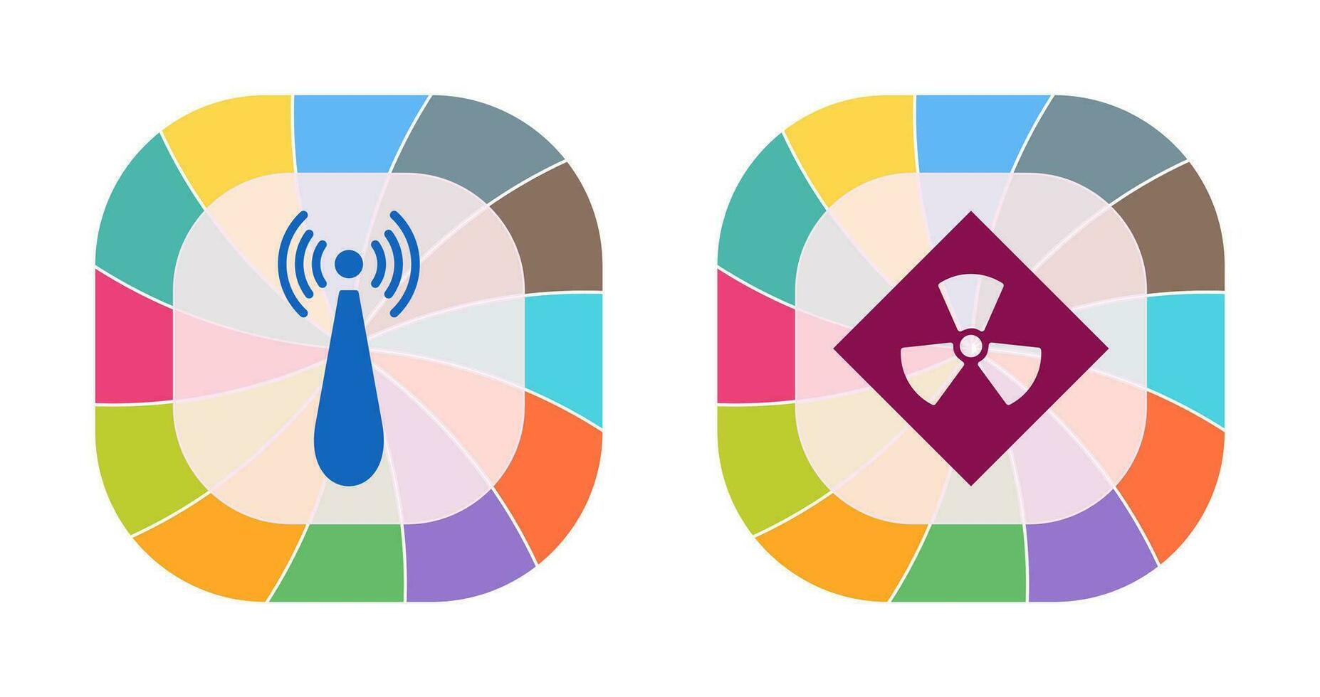 non ionisant radiation et radiation icône vecteur