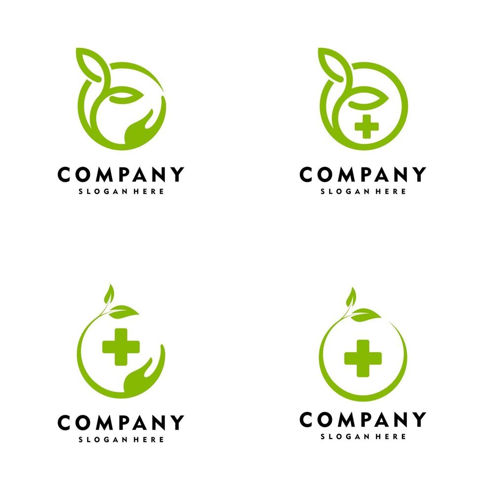 Feuille main nature abstraite ensemble de logos icône vecteur illustration design