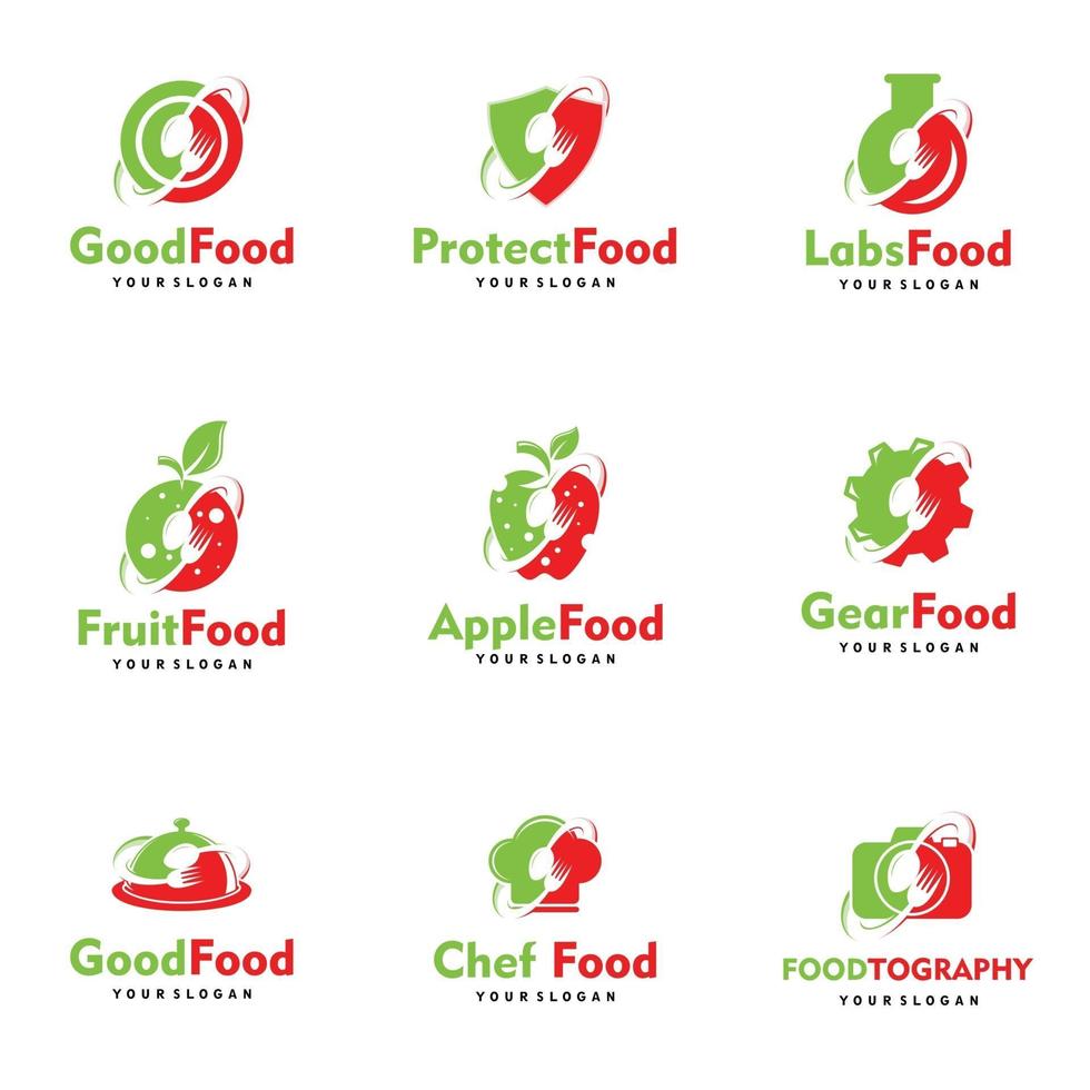 création de logo de restaurant, cuillère et fourchette, création de logo de chef vecteur