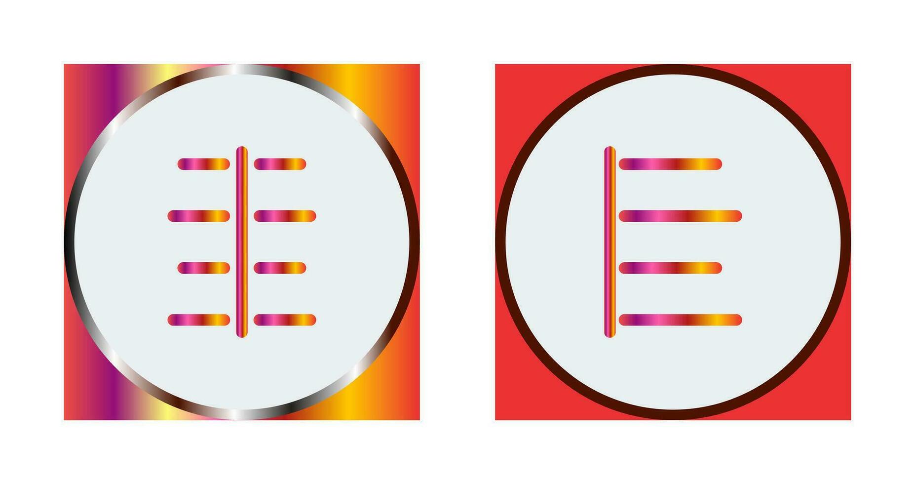 centre aligner et la gauche aligner icône vecteur