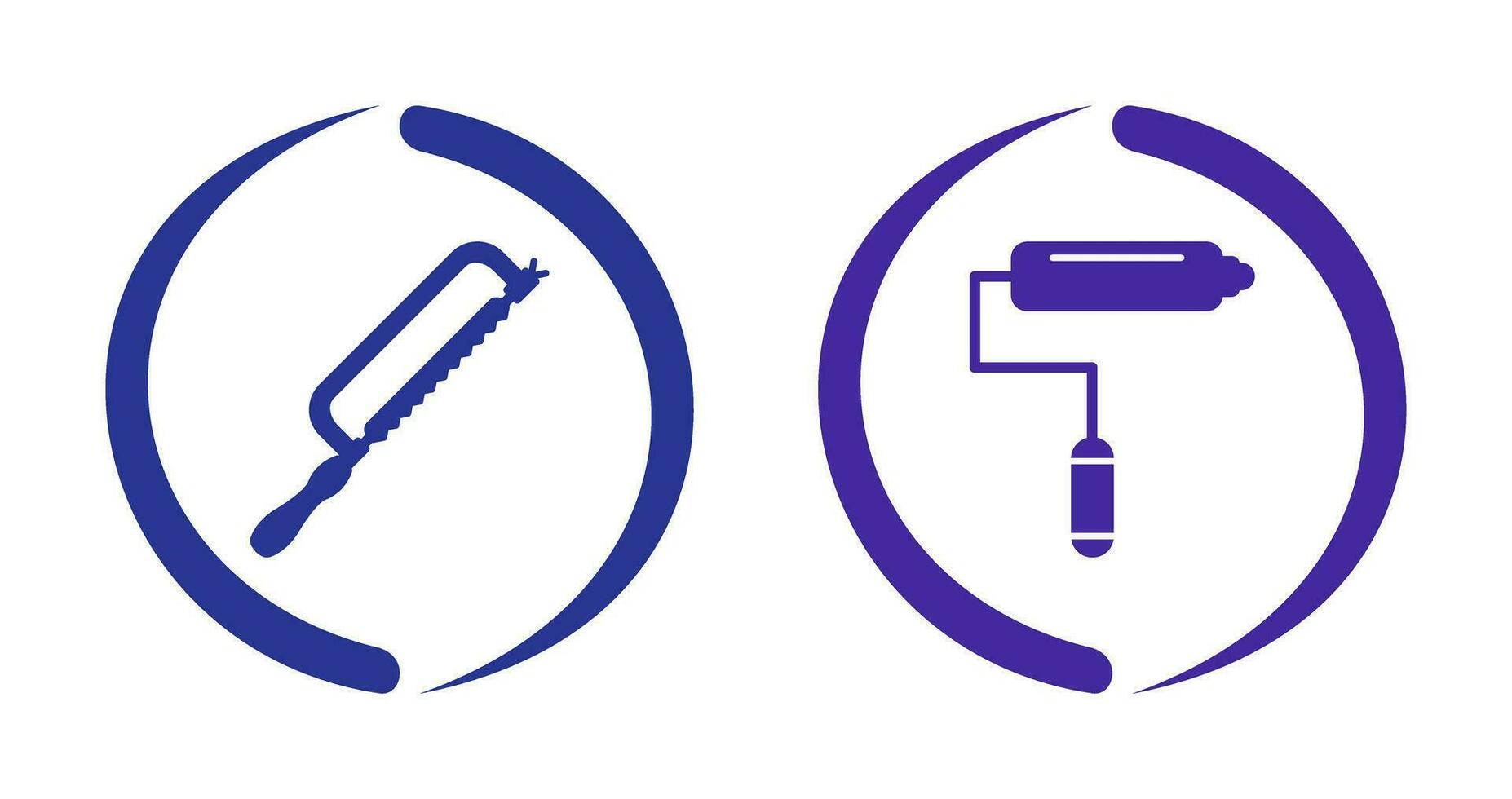 scie à métaux et peindre rouleau icône vecteur
