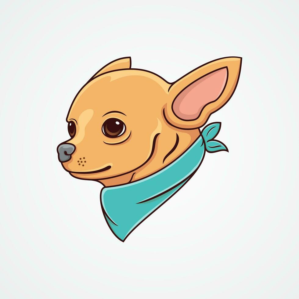 illustration de une mignonne chihuahua chien, portant une bleu bandana. vecteur