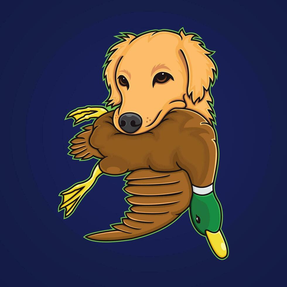 illustration de une d'or retriever chien, chasse canards. vecteur