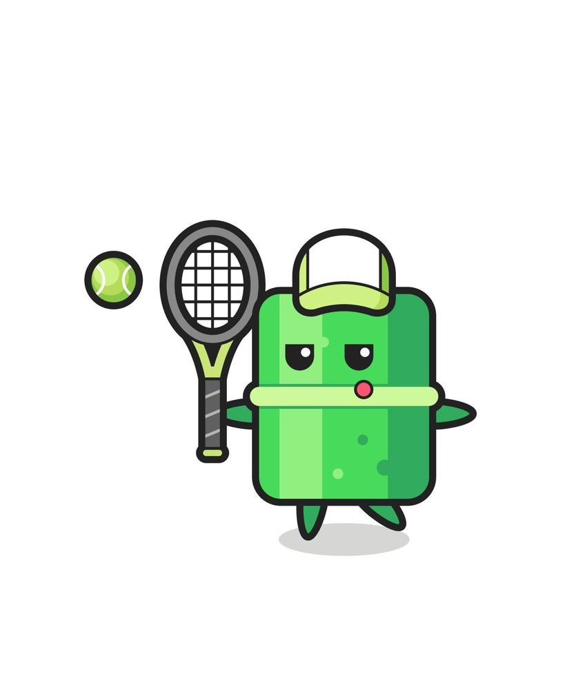 personnage de dessin animé de bambou en tant que joueur de tennis vecteur