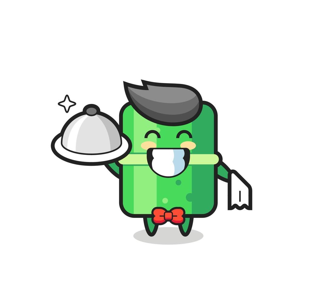 mascotte de personnage de bambou en tant que serveurs vecteur