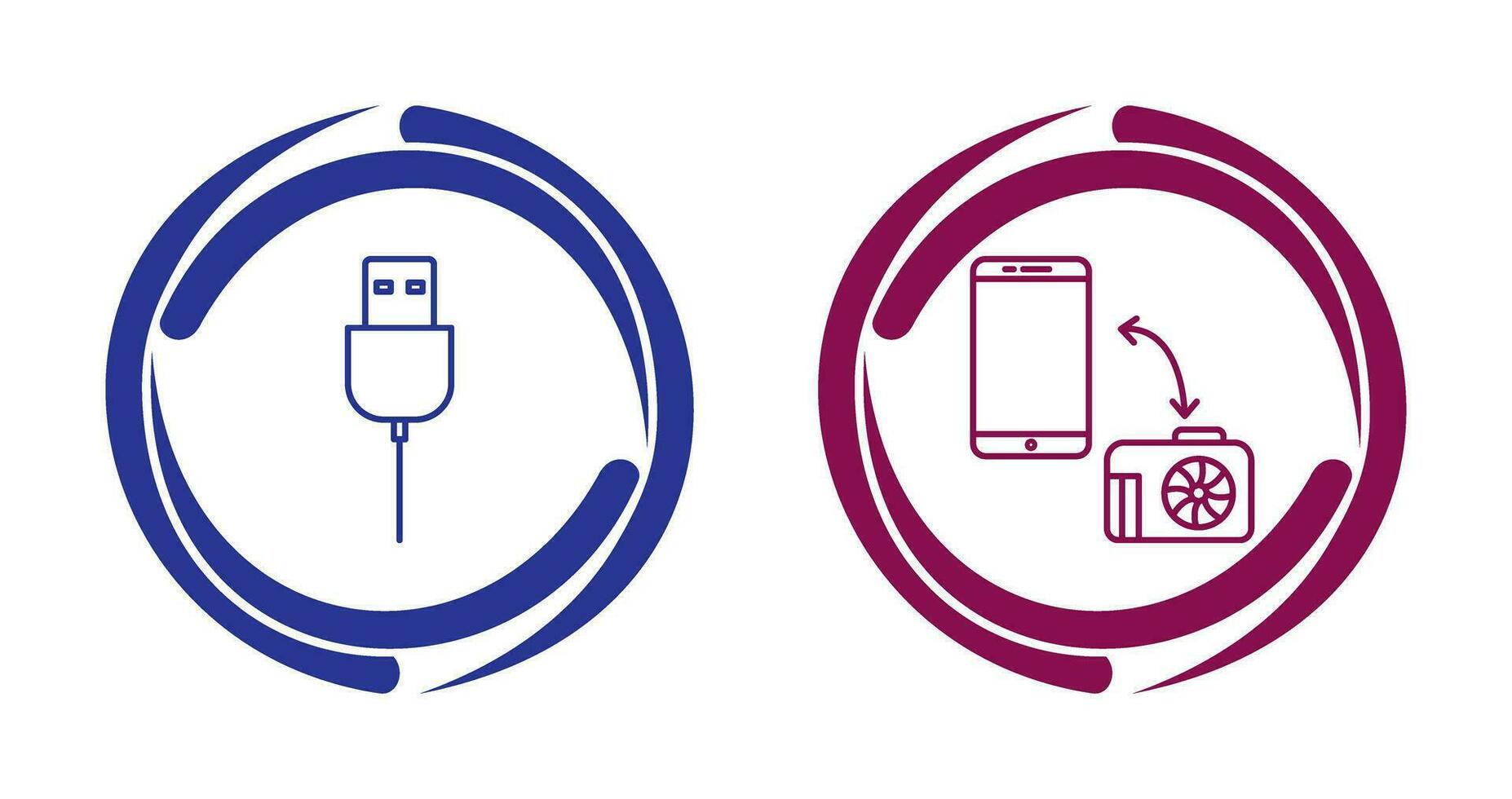 USB câble et transfert images icône vecteur