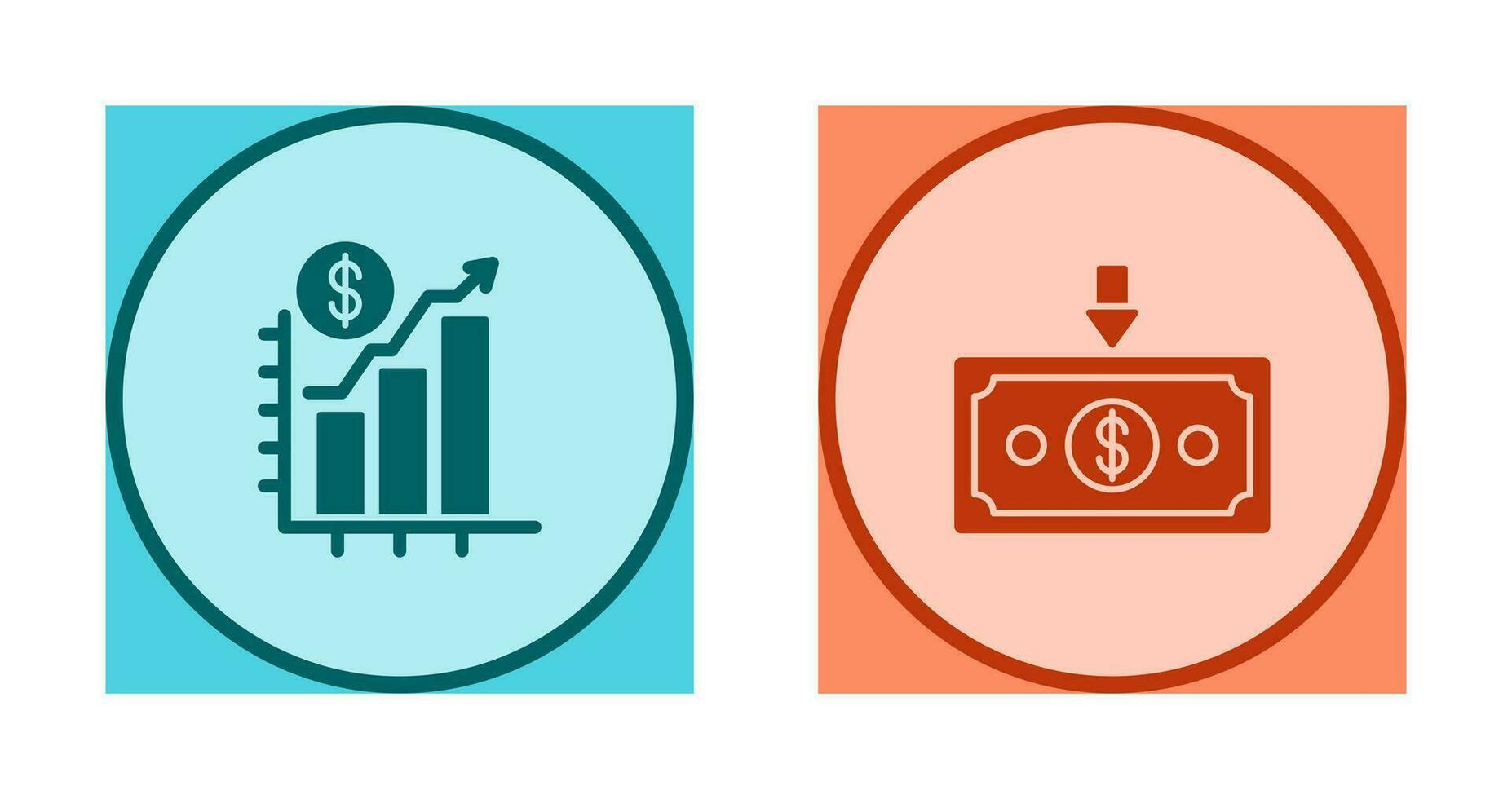 graphique en haut et argent vers le bas icône vecteur