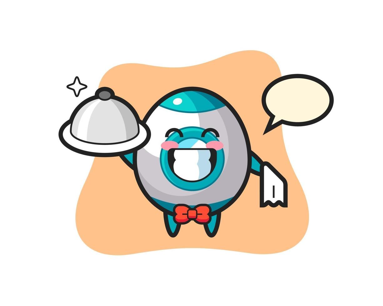 mascotte de personnage de fusée en tant que serveurs vecteur