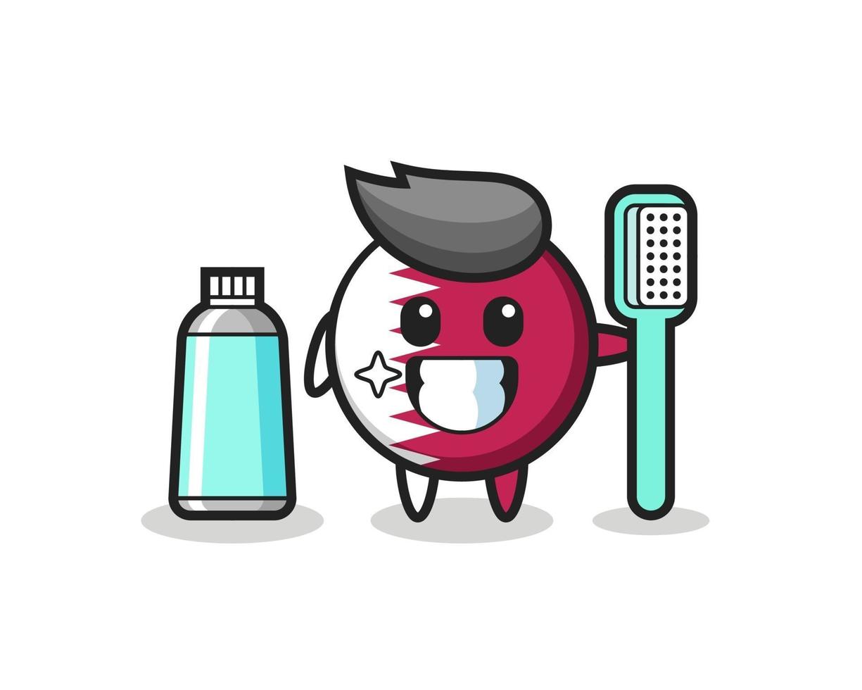 mascotte, illustration, de, drapeau qatar, insigne, à, a, brosse à dents vecteur