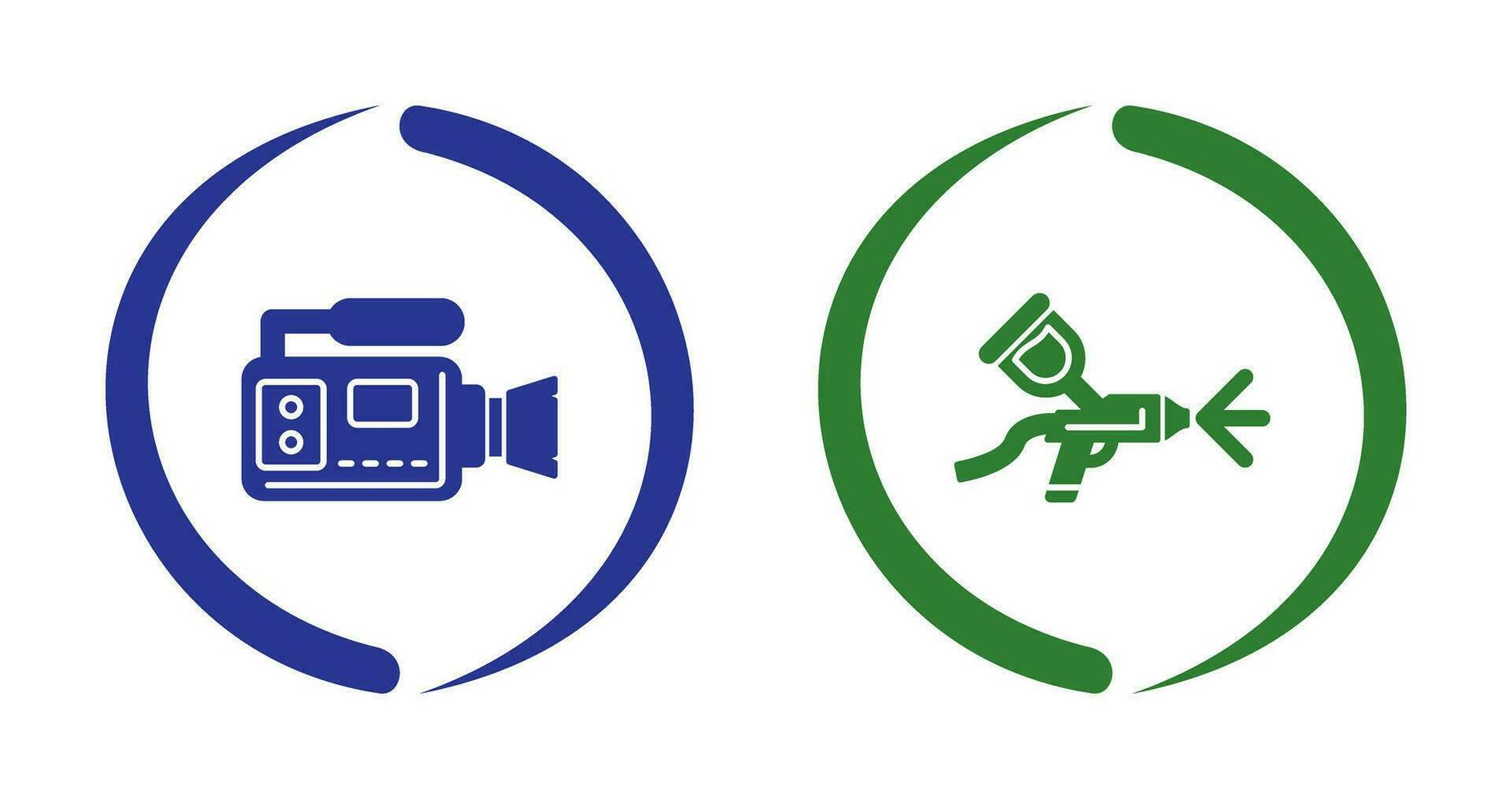 aérographe et vidéo caméra icône vecteur