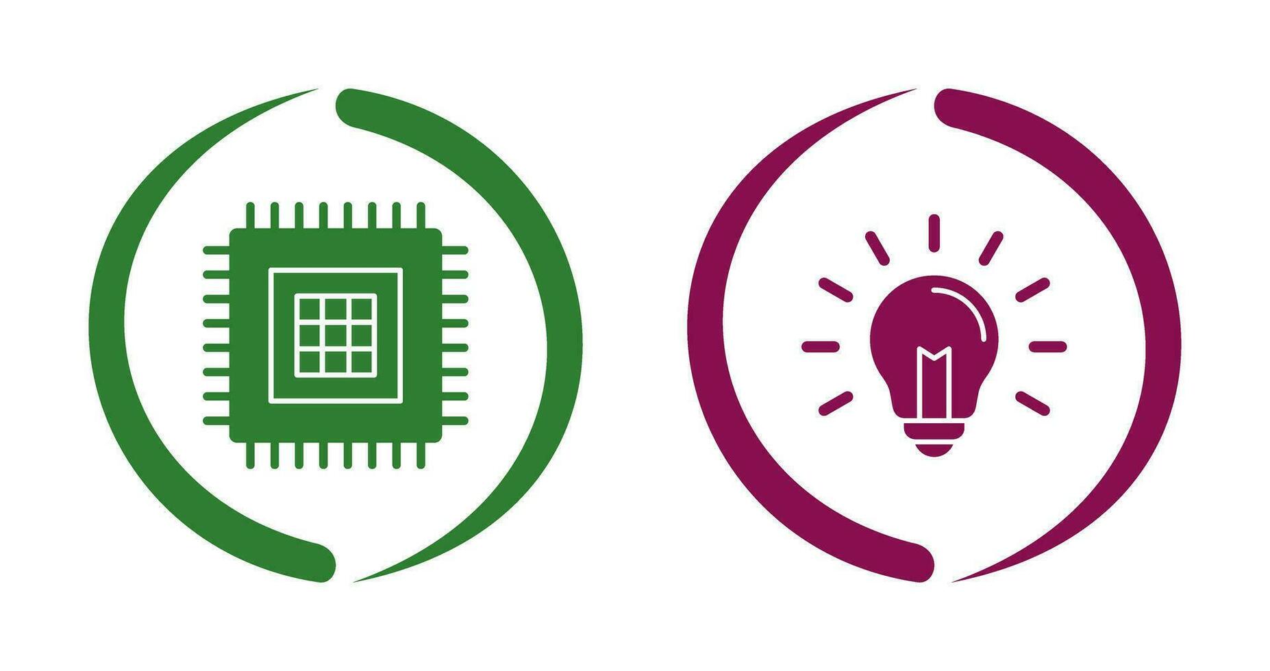 processeur et lumière ampoule icône vecteur