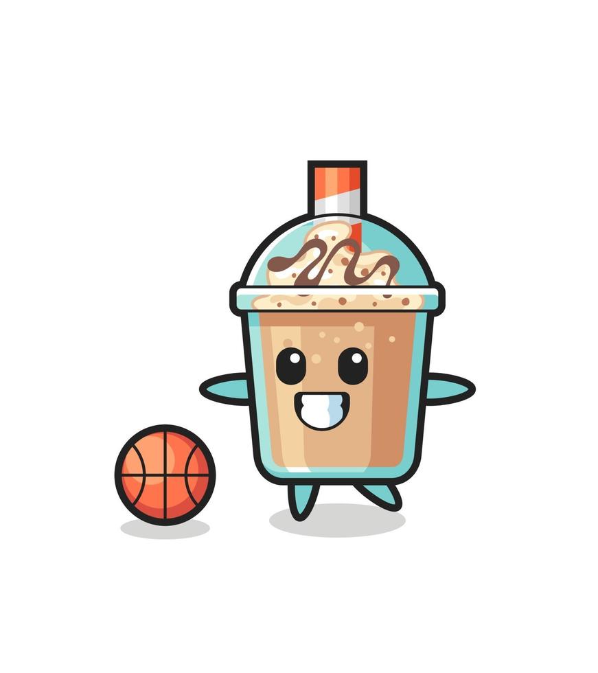 illustration du dessin animé milkshake joue au basket vecteur