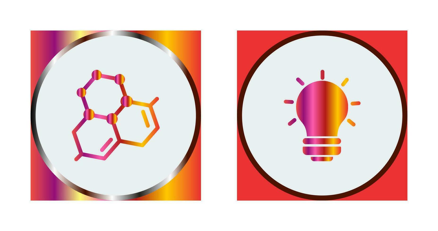 molécule et lumière ampoule icône vecteur
