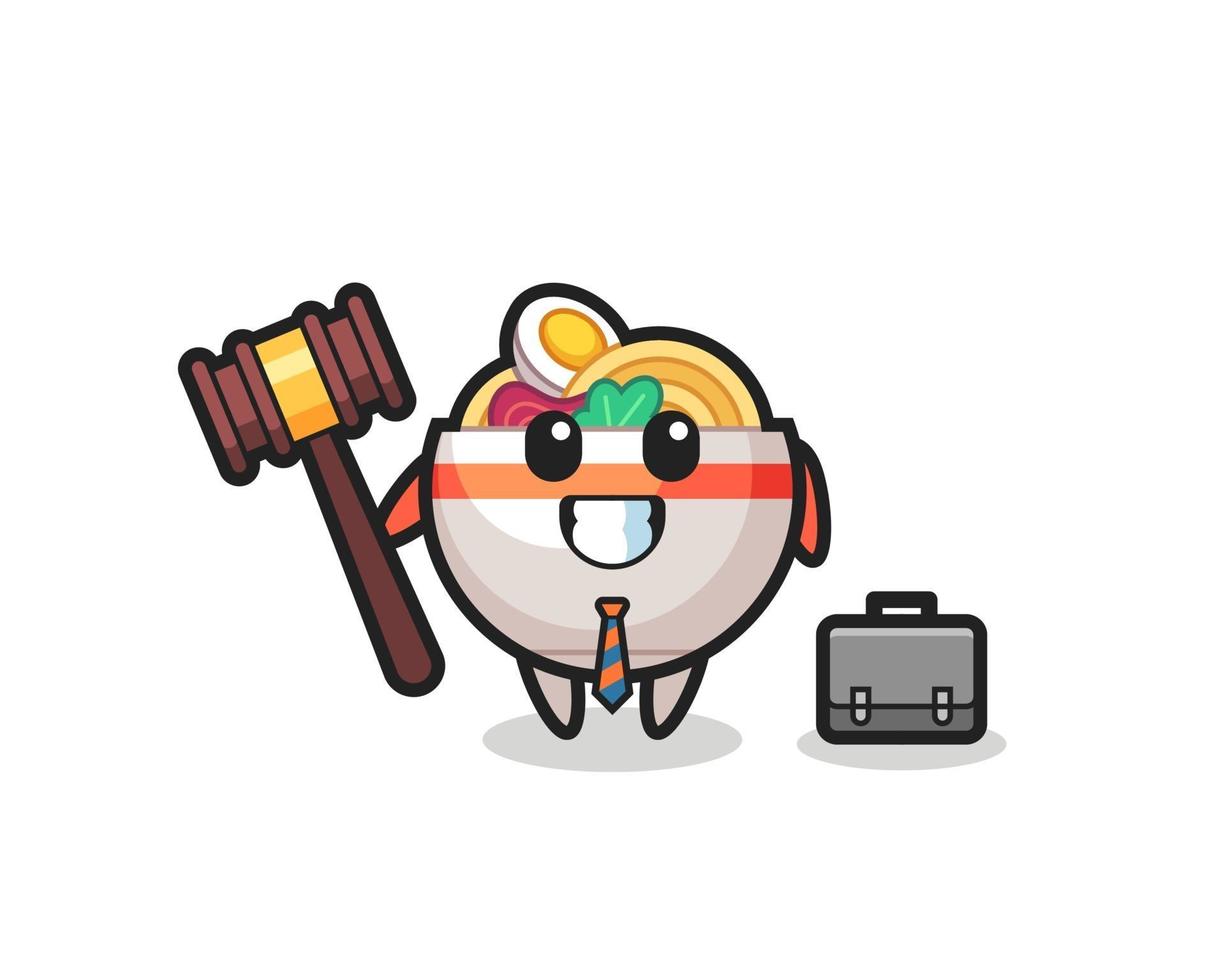 illustration de la mascotte du bol de nouilles en tant qu'avocat vecteur