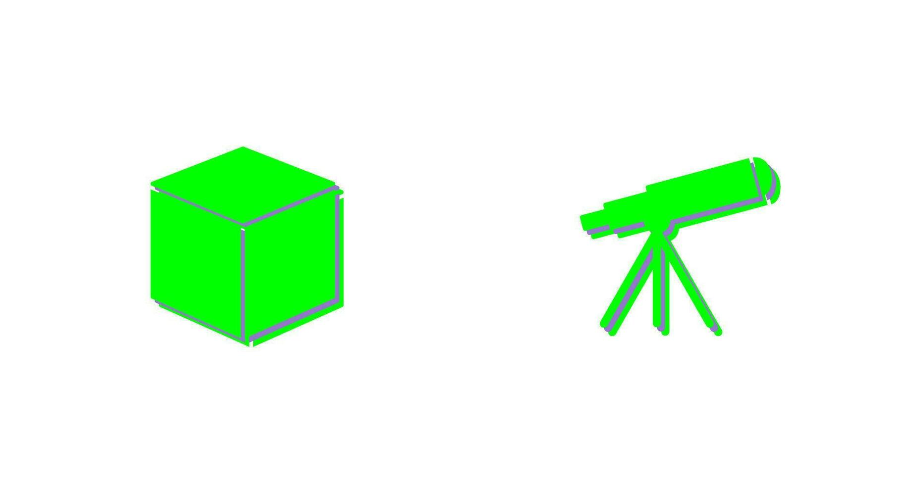 cubique conception et télescope icône vecteur