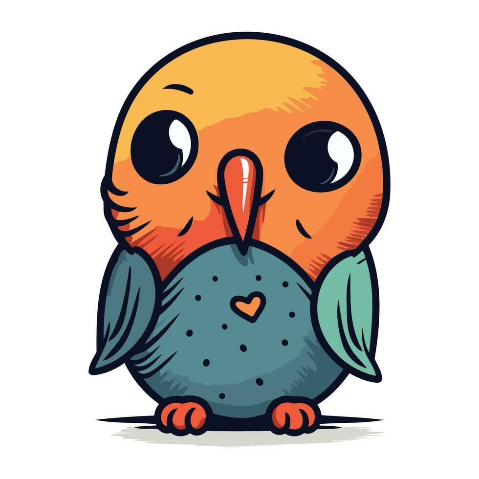 mignonne dessin animé hibou avec une cœur dans ses le bec. vecteur illustration.