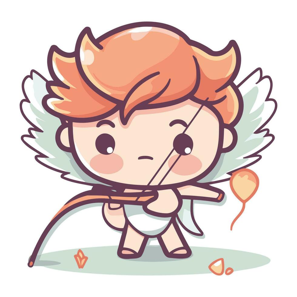 Cupidon avec arc et La Flèche. mignonne dessin animé vecteur illustration.