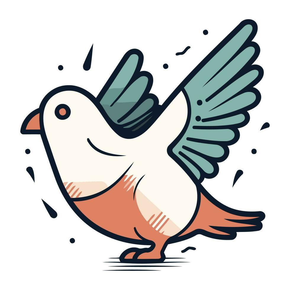 Pigeon icône dans griffonnage style. vecteur illustration.