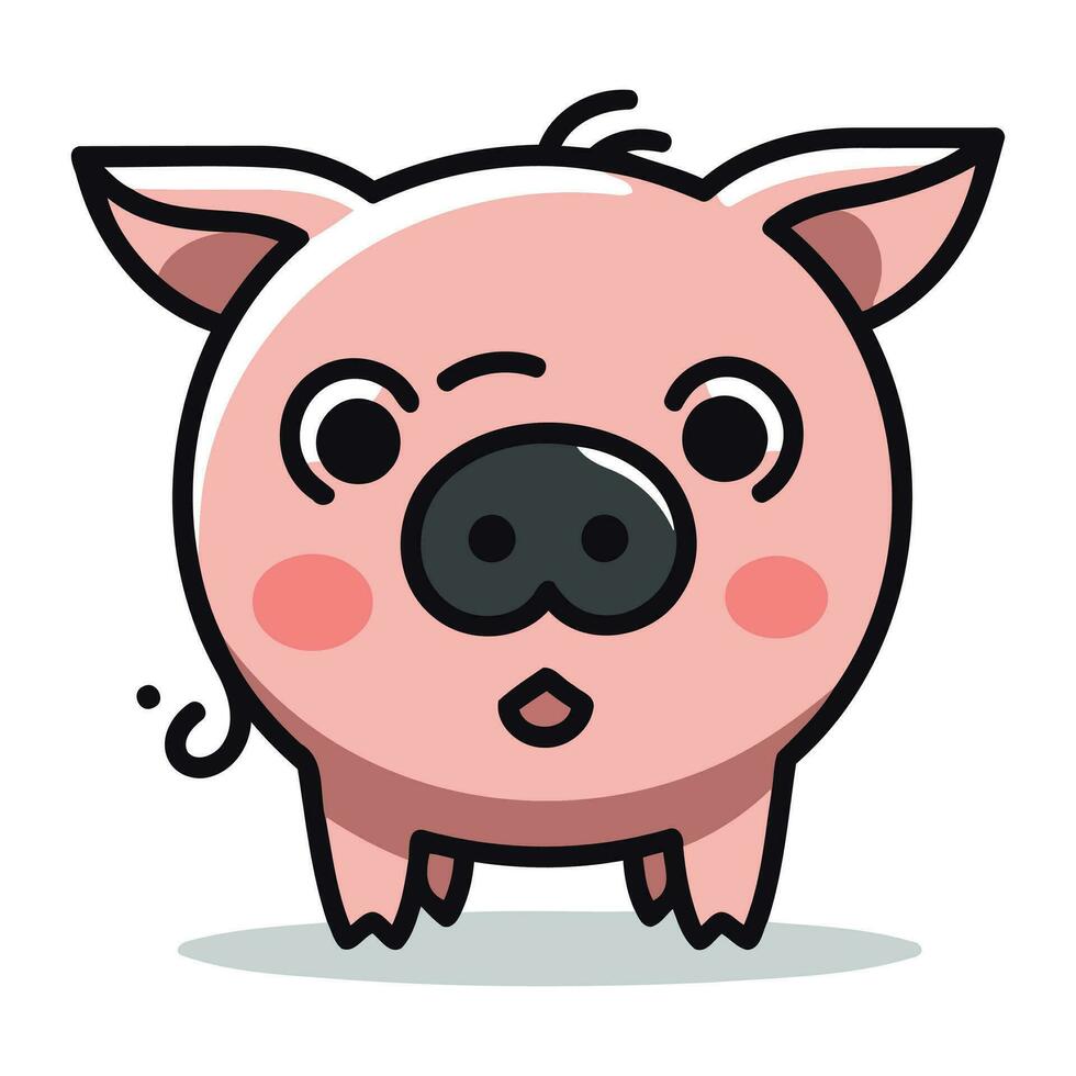 mignonne porc visage dessin animé vecteur icône illustration