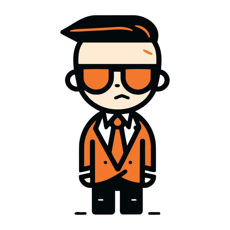 mignonne dessin animé homme avec des lunettes de soleil. vecteur illustration de une homme dans des lunettes de soleil.