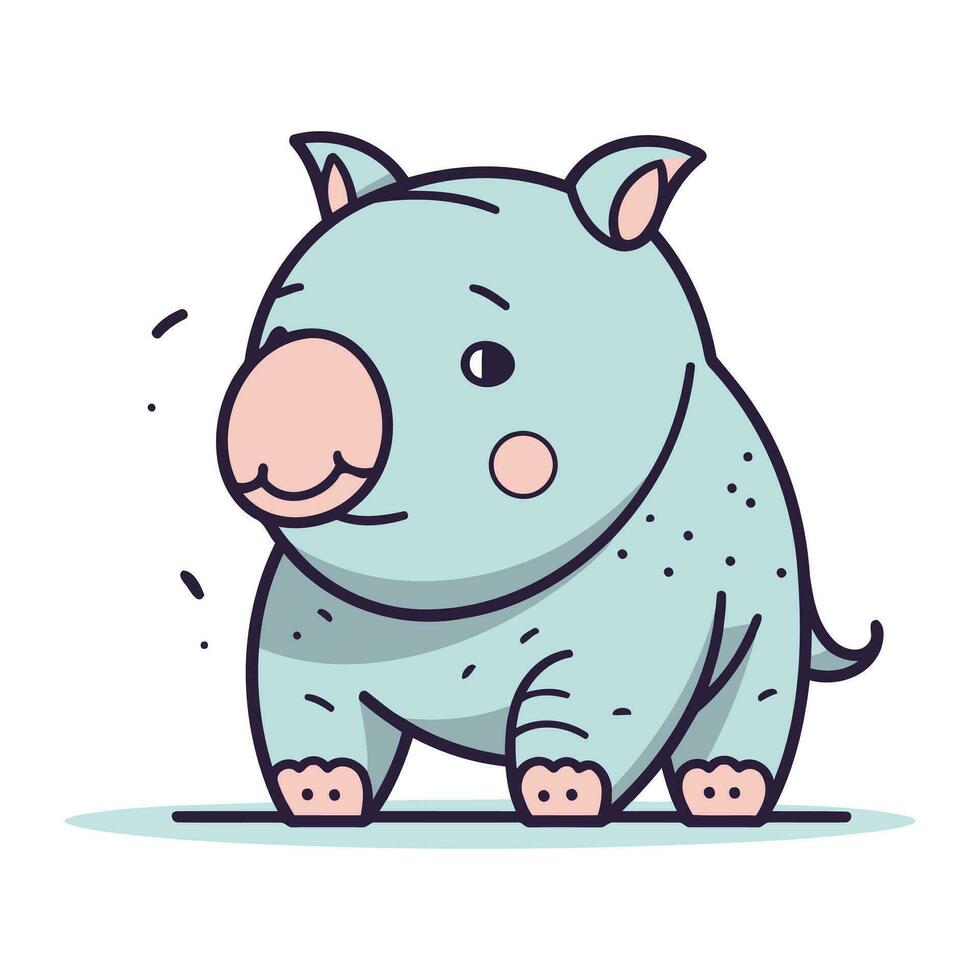 mignonne peu bébé rhinocéros. dessin animé vecteur illustration.