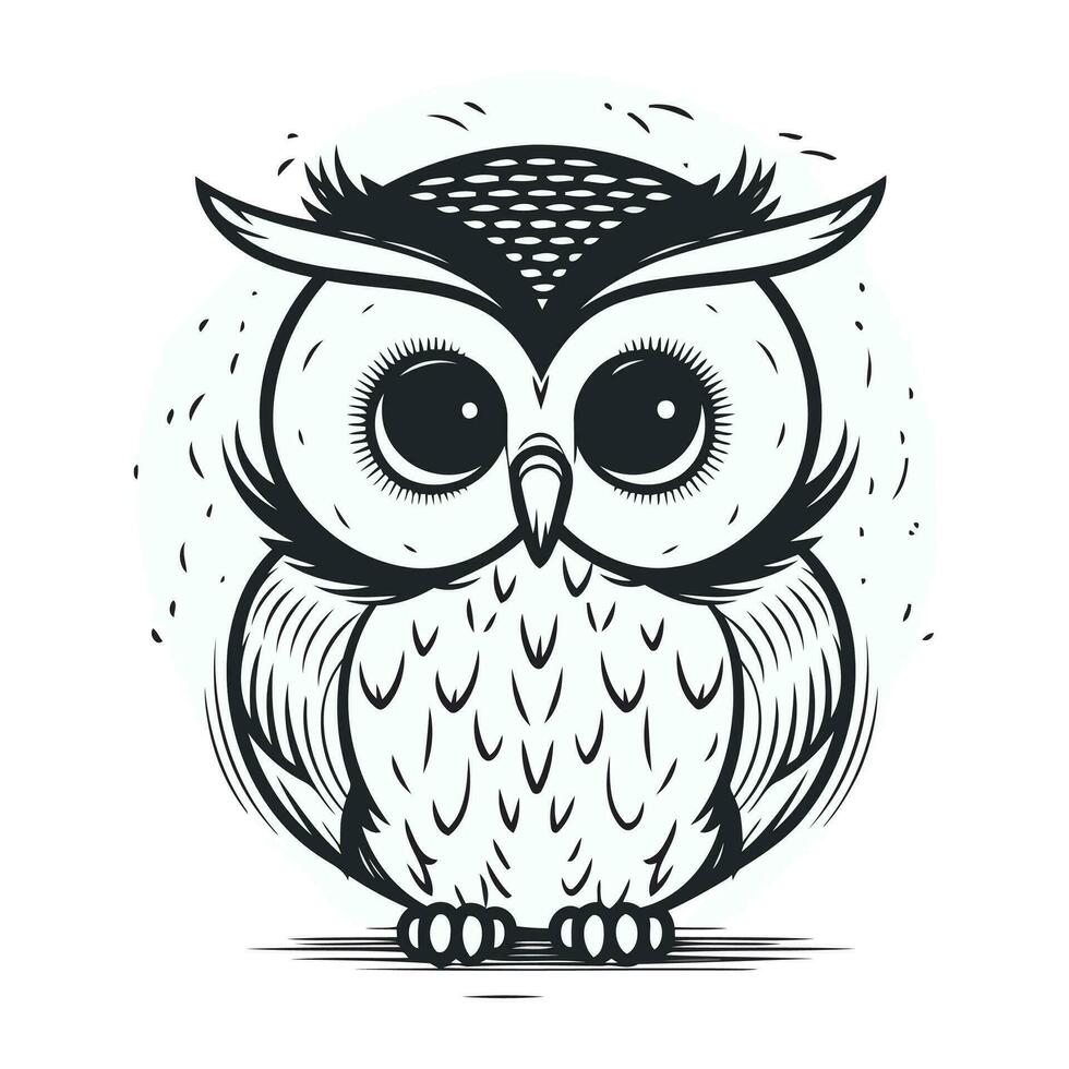 hibou isolé sur blanc Contexte. vecteur illustration dans rétro style.