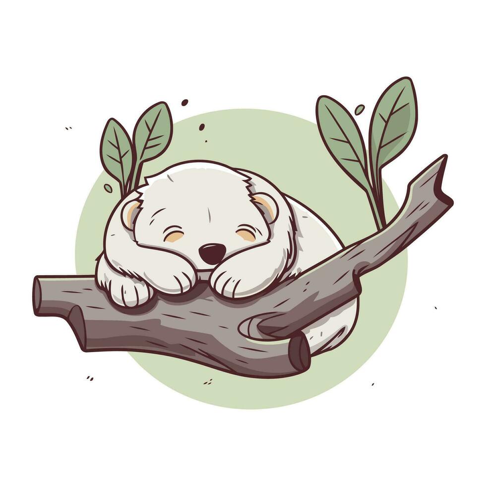 mignonne dessin animé koala en train de dormir sur arbre branche. vecteur illustration.