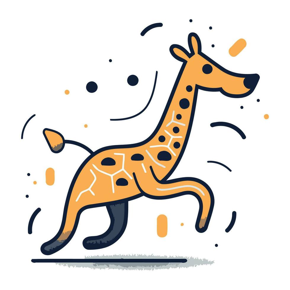 vecteur illustration de mignonne dessin animé girafe. ligne art conception pour la toile. placer. publicité. bannière. affiche. planche et imprimer.