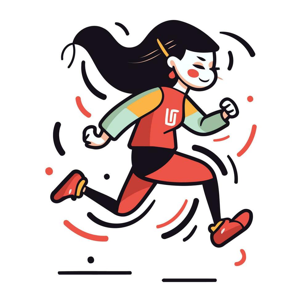 fonctionnement femme dans tenue de sport. jogging. jogging. vecteur illustration