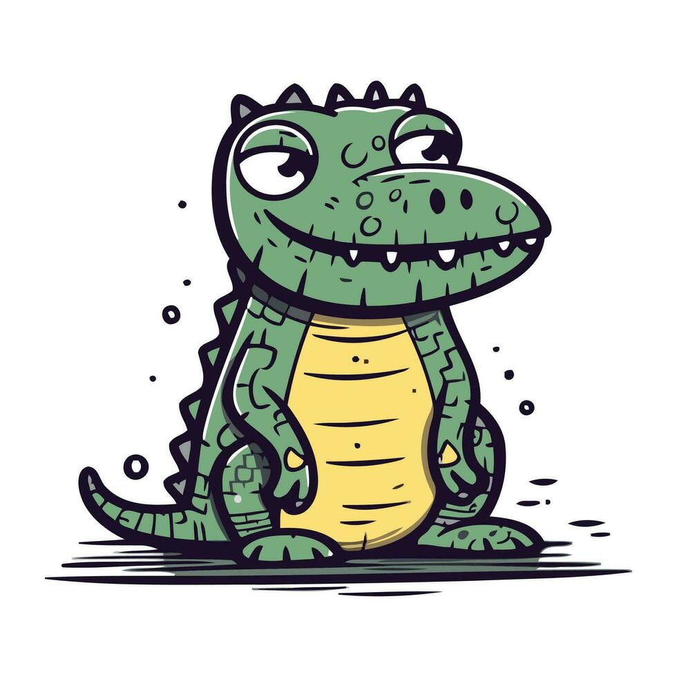 crocodile vecteur illustration. mignonne dessin animé crocodile.